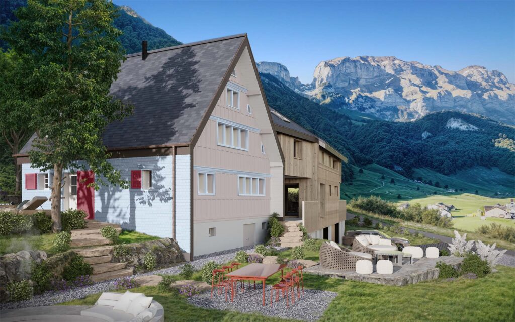 en Öserige ist ein exklusiv saniertes Bauernhaus mit Boffi-Interieur, Weinkeller und Sauna