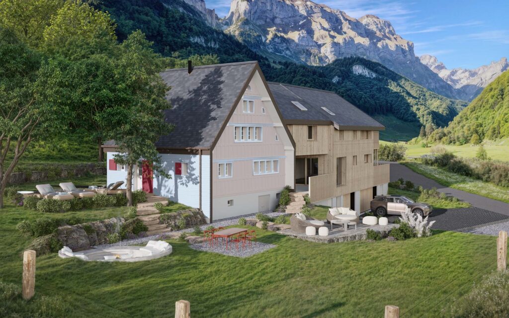 en Öserige ist ein exklusiv saniertes Bauernhaus mit Boffi-Interieur, Weinkeller und Sauna